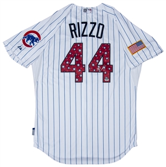 Anthony Rizzo Autograped Chicago Cubs Pinstripe Jersey With Special Edition Stars Print (Fanatics)
